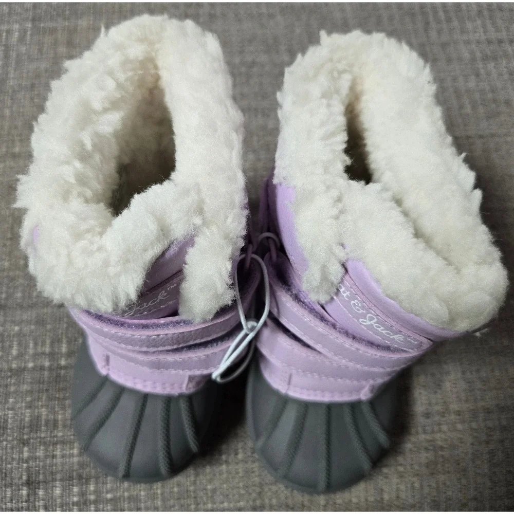 Cat & Jack Toddler Girls Purple Grey Faux Fur Snow Boots Size 5 Duck Boots